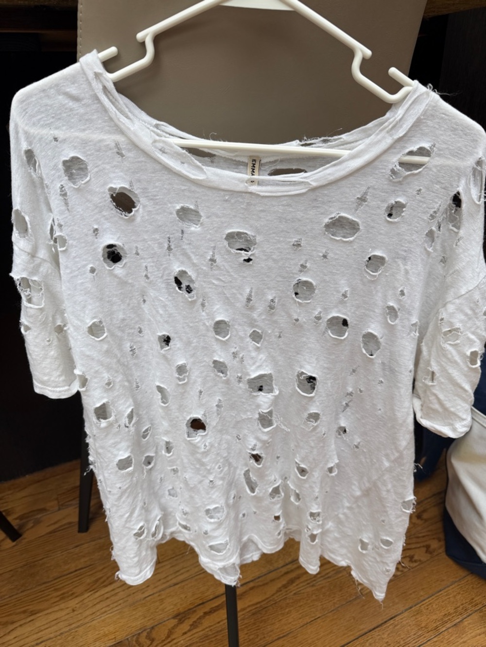 LF Emma & Sam Distressed White Women's Tee